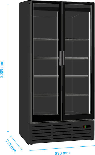 Klimaitalia ICOOL 88 T Frigider pentru băuturi 804lt Cu două uși Înălțime200.9xLățime88xAdâncime71.5cm ICOOL 88 T BLACK
