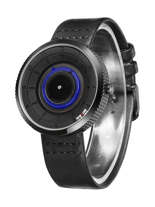 Weide Ανδρικό Ρολόι 37mm Μπαταρίας με Μαύρο Δερμάτινο Λουράκι