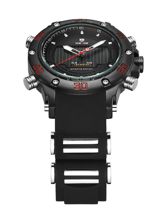 Weide Men's Watch 48mm Battery with Black Rubber Strap