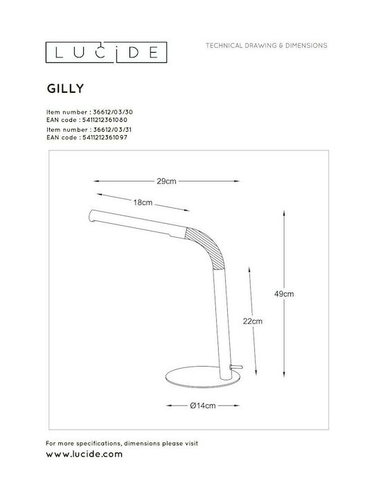 Lucide Lightning Gilly LED Φωτιστικό με Εύκαμπτο Βραχίονα Lucide Lightning Gilly LED Φωτιστικό με Εύκαμπτο Βραχίονα