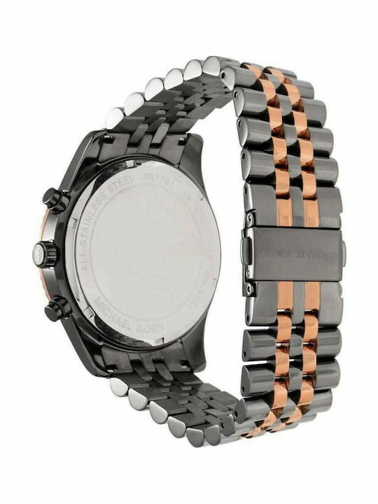 Michael Kors Lexington Ανδρικό Ρολόι 45mm Χρονογράφος Μπαταρίας με Μαύρο Μεταλλικό Μπρασελέ