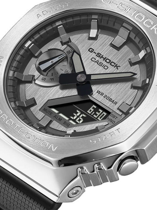 Casio G-Shock Αναλογικό/Ψηφιακό Ανδρικό Ρολόι 44.4mm Χρονογράφος Μπαταρίας με Μαύρο Καουτσούκ Λουράκι