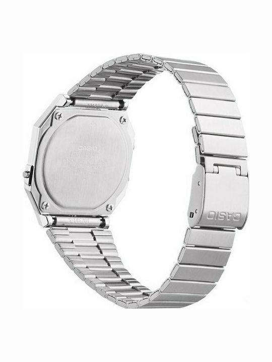 Casio Vintage Iconic Digital Men's Watch 35.5mm Chronograph Battery with Silver Metal Bracelet