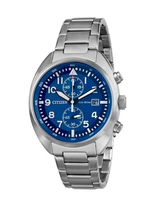 Citizen Ανδρικό Ρολόι 41mm Χρονογράφος Μπαταρίας με Ασημί Μεταλλικό Μπρασελέ