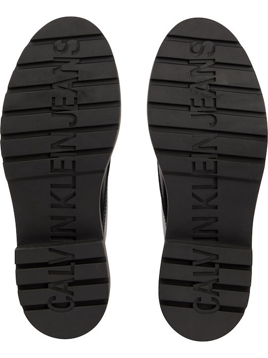 Leder Stiefeletten Damen Schwarz