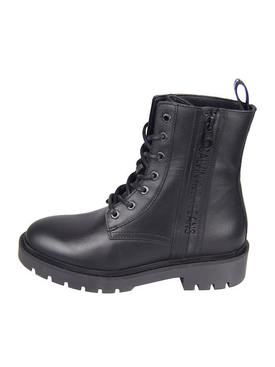 Leder Stiefeletten Damen Schwarz