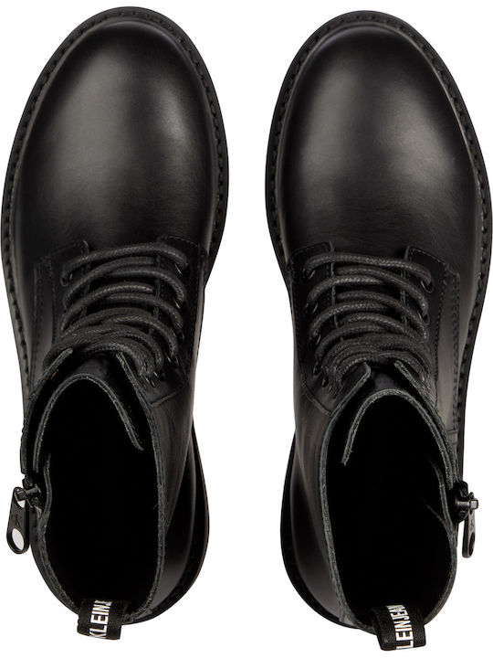 Leder Stiefeletten Damen Schwarz