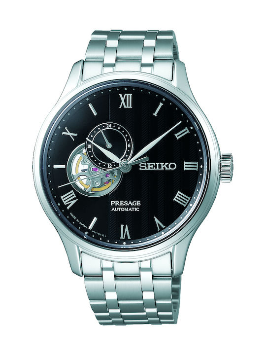 Seiko Presage Basic Line Ανδρικό Ρολόι 41mm Αυτόματο με Ασημί Μεταλλικό Μπρασελέ