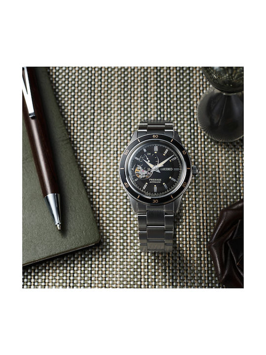Seiko Presage Basic Line Ανδρικό Ρολόι 40.8mm Χρονογράφος Αυτόματο με Ασημί Μεταλλικό Μπρασελέ