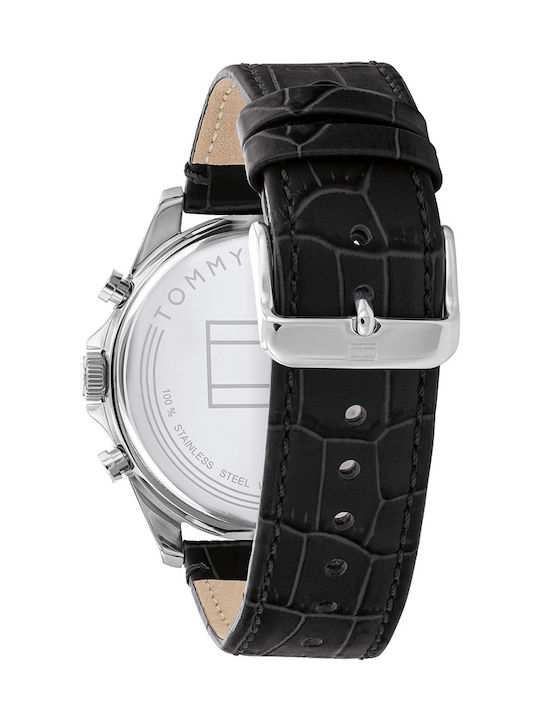 Tommy Hilfiger Baker Men's Watch 44mm Chronograph Battery with Black Leather Strap