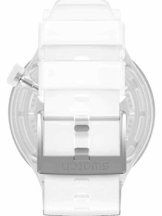 Swatch Big Bold Ceas Barbati 47mm cu Cauciuc Albă ιbrat