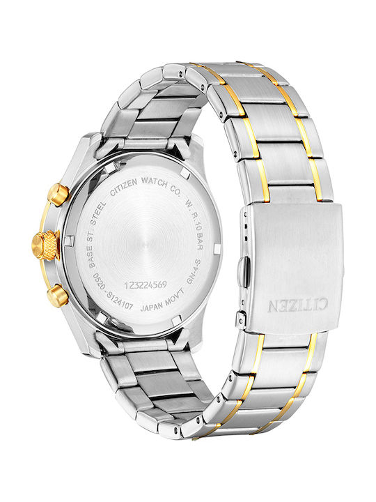 Citizen Ανδρικό Ρολόι 42mm Χρονογράφος Μπαταρίας με Ασημί Μεταλλικό Μπρασελέ
