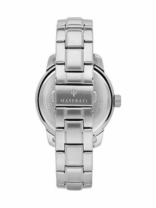 Maserati Successo Ανδρικό Ρολόι 44mm Μπαταρίας με Ασημί Μεταλλικό Μπρασελέ