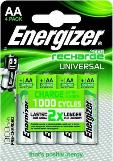 Energizer Universal Επαναφορτιζόμενες Μπαταρίες AA Ni-MH 1300mAh 1.2V 4τμχ