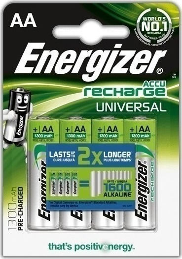 Energizer Universal Επαναφορτιζόμενες Μπαταρίες AA Ni-MH 1300mAh 1.2V 4τμχ