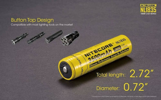 NiteCore NL1835 Презареждаща батерия 18650 Li-ion 3500mAh 3.6V 1бр