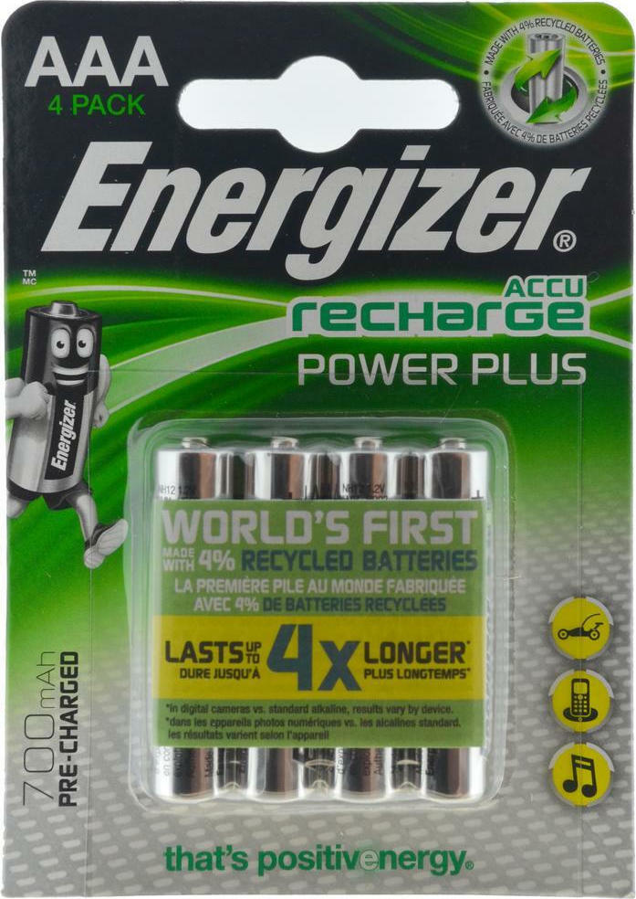 Pile rechargeable Energizer Accu Recharge Power Plus 700 mAh AAA HR3/4, 4  pièces