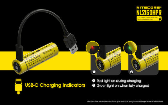 NiteCore NL2150HPR Wiederaufladbare Batterie 21700 Li-Ion 5000mAh 3.6V 1Stück