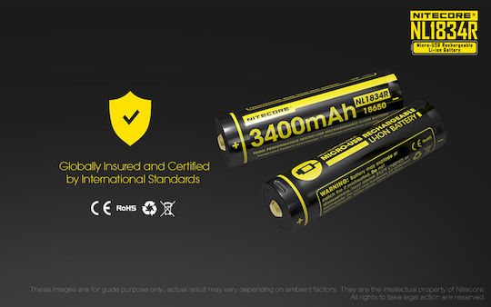NiteCore NL1834R Презареждаща батерия 18650 Li-ion 3400mAh 3.6V 1бр