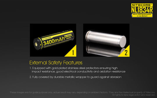 NiteCore NL1834R Презареждаща батерия 18650 Li-ion 3400mAh 3.6V 1бр