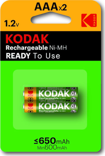 Kodak Rechargeable Battery AAA Ni-MH 650mAh 1.2V 2pcs