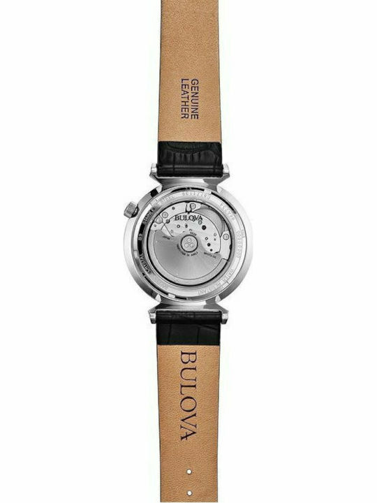 Bulova Regatta Ανδρικό Ρολόι 40mm Μπαταρίας με Μαύρο Δερμάτινο Λουράκι