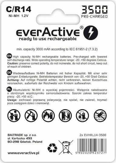 everActive Silver Line Rechargeable Battery C Ni-MH 3500mAh 1.2V 2pcs