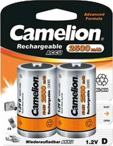 Camelion Rechargeable Battery D Ni-MH 2500mAh 1.2V 2pcs