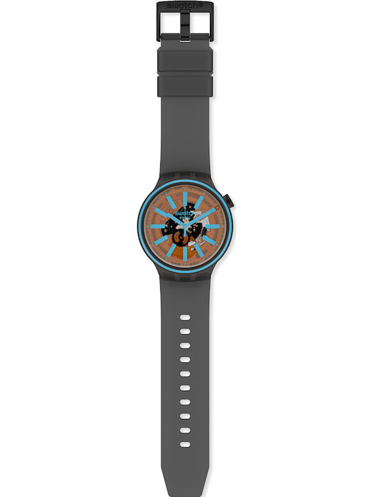 Swatch Big Bold Γυναικείο Ρολόι 47mm Μπαταρίας με Μαύρο Καουτσούκ Λουράκι