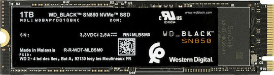 Western Digital Black SN850 SSD 1TB τύπου M.2 με σύνδεση PCI Express 4.0 (PS5 Compatible) WDS100T1X0E