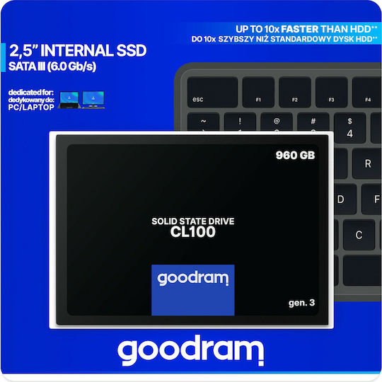 GoodRAM CL100 Gen.3 SSD 960GB Tip 2.5'' Cu Conexiune SATA III SSDPR-CL100-960-G3