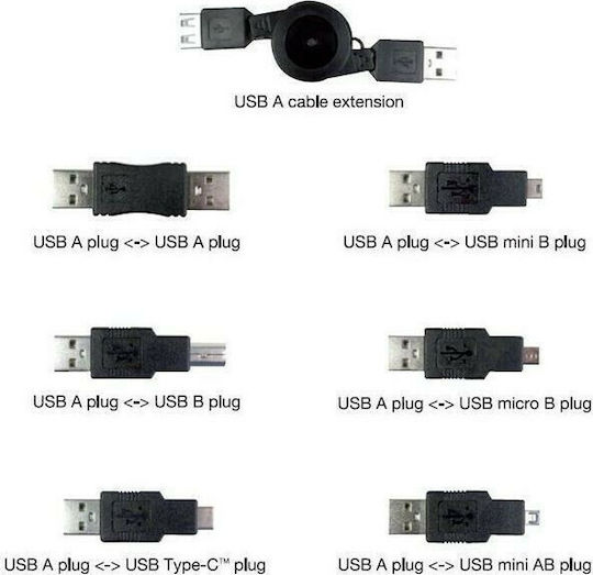 Vivanco Конвертор USB-A Мъжки в USB-A USB-B USB-C micro USB мини USB Мъжки 7 Бройки 45259