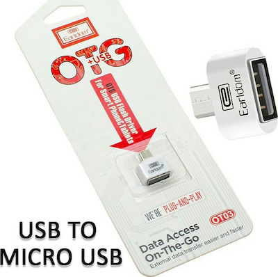 Earldom ET-OT3 Converter micro USB male to USB-A female Λευκό White