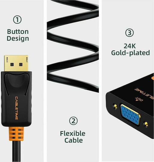 Cabletime AV586 Converter DisplayPort male to VGA female 1pcs