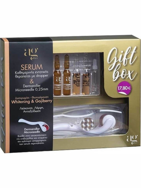 Ag Pharm Whitening Serum, Gojiberry Serum & Derma Roller Hautpflegeset für Feuchtigkeitsspendend & Anti-Aging 6Stück