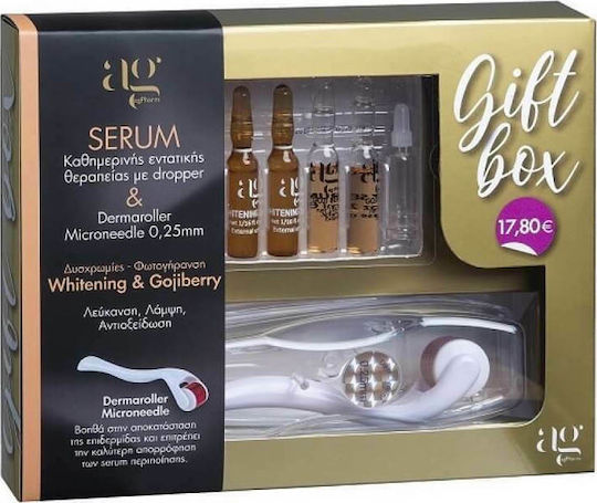 Ag Pharm Whitening Serum, Gojiberry Serum & Derma Roller Hautpflegeset für Feuchtigkeitsspendend & Anti-Aging 6Stück