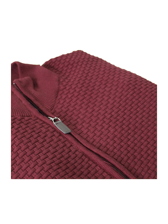 Dors Men's Knitted Cardigan with Zipper Burgundy