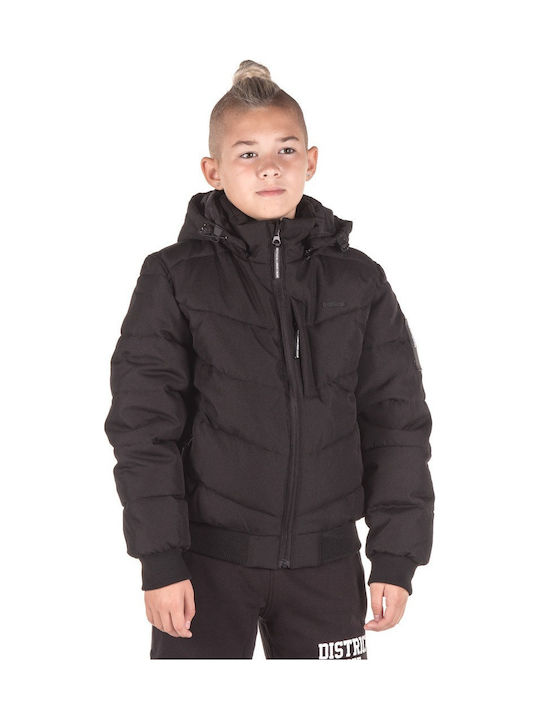 District75 Kids Quilted Jacket short Hooded Black 220KBJA-903