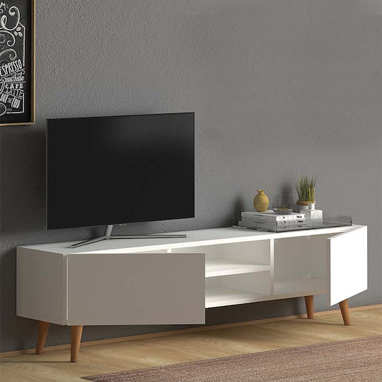 TV-Möbel Hölzernes Plane White L150xB32xH46cm