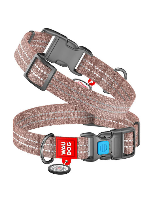 WAUDOG Collar Eco-Friendly Re-Cotton with QR Passport Color Brown S: 20mm X 24-40cm