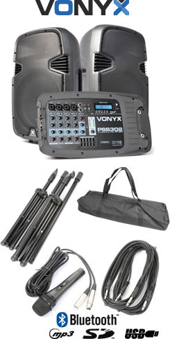 Vonyx Karaoke System with a Wired Microphone PSS302 170.118 in Black Color