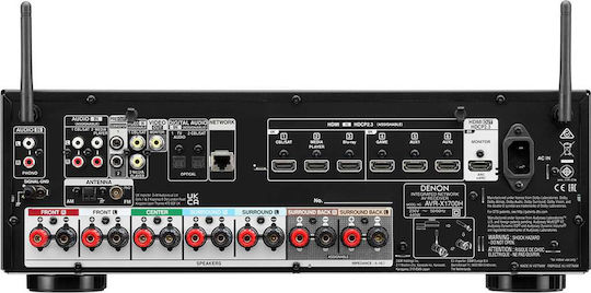 Denon AVR-X1700H Home Cinema Receiver 4K/8K 7.2 Channels 80W/8Ω with HDR and Dolby Atmos Black