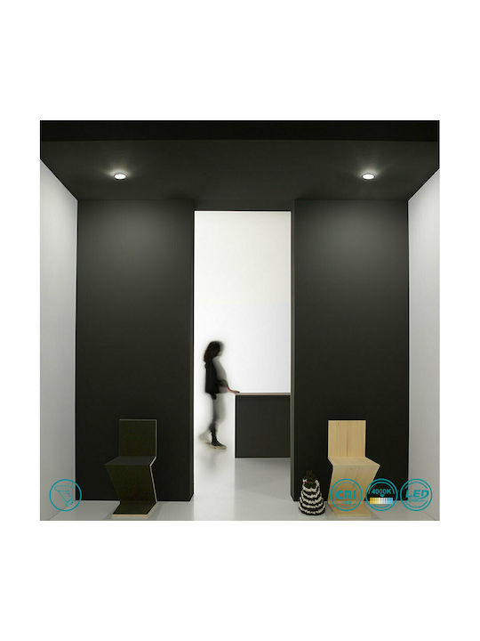 Gea Luce Cardea Pătrat Metalic Spot Încorporat cu LED Integrat și Lumină Alb Natural Alb 9.5x9.5cm. 1buc