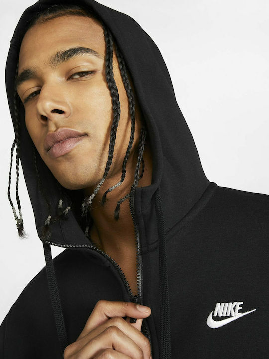 Club Cardigan with Hood Black