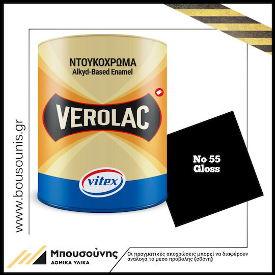 Vitex Βερνικόχρωμα Αντιδιαβρωτικό Διαλύτου Verolac 5lt Μαύρο Γυαλιστερό