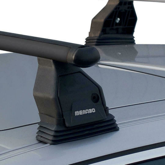 Menabo Aluminum Car Roof Bars 112cm for Mercedes-Benz A Class 5D Set with Roof Rack Legs Silver
