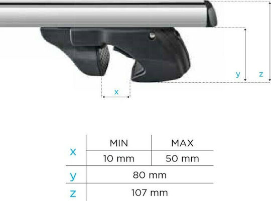 Menabo Menabo Aluminum Roof Bars Sherman 135cm Universal 2004-2010 for Cars with Factory Bars Set with Roof Rack Legs and Lock Silver