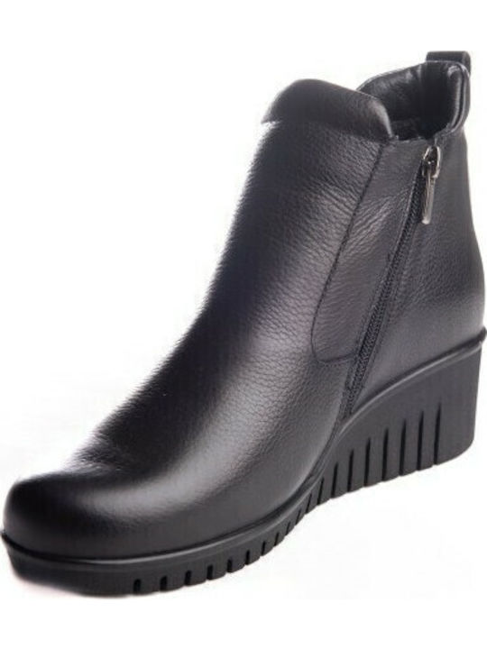 Leder Stiefeletten Damen Schwarz