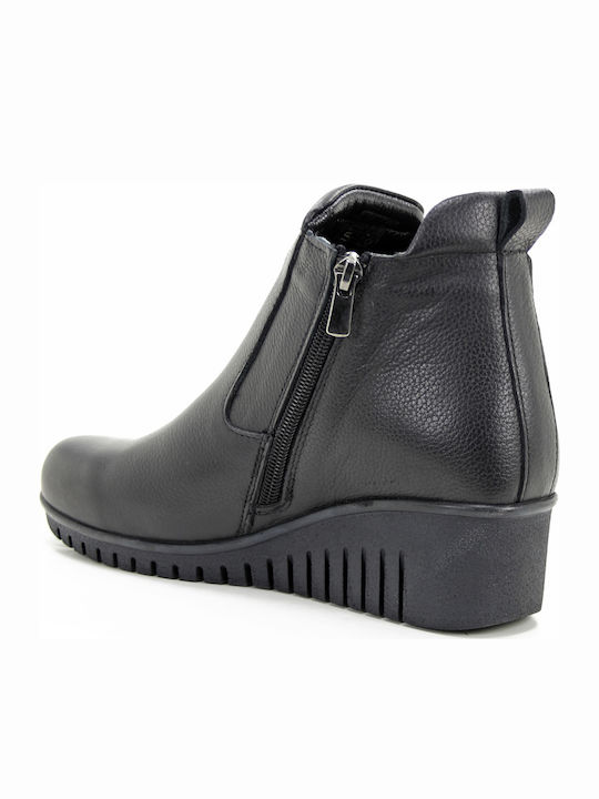 Leder Stiefeletten Damen Schwarz