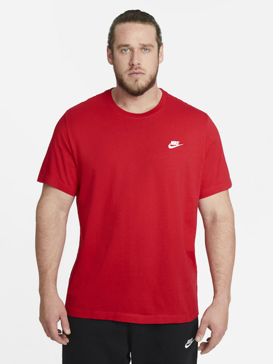 Nike Club Ανδρικό T-shirt Κόκκινο Μονόχρωμο